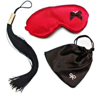 Kit BDSM per principianti con maschera in raso e frusta dominatrice